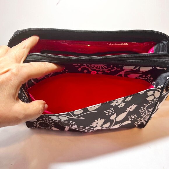 Thirty One-Travel Cosmetic Bag/Pouch-Black/White/Hot Pink-2 Diff. Sizes-Zip-2 pc - Picture 8 of 16